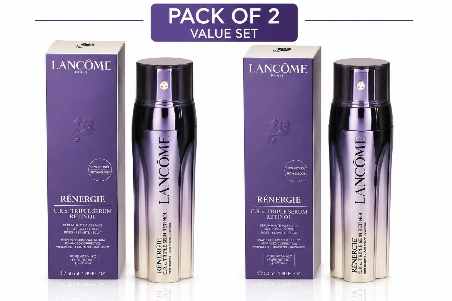 Lancôme Rénergie C.R.x Triple Serum with Retinol, 50ml / 1.7 oz — Pack of 2, NIB