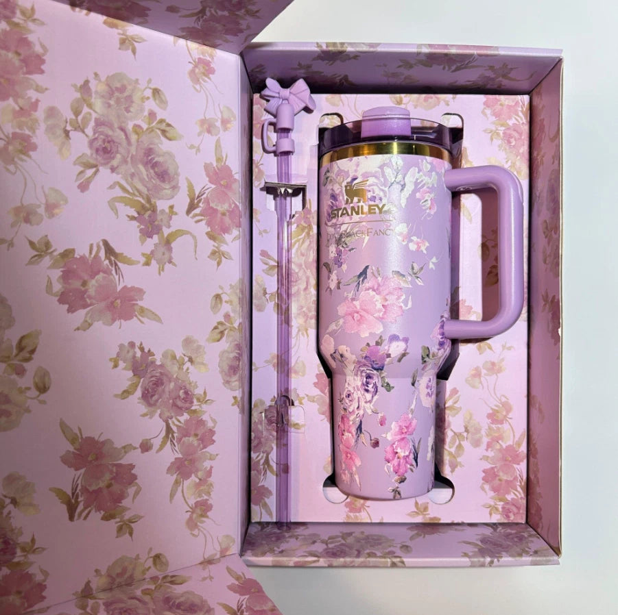Stanley x Love Shack Fancy Quencher – "Happy Thoughts" Rosa Beaux Purple, 40 oz
