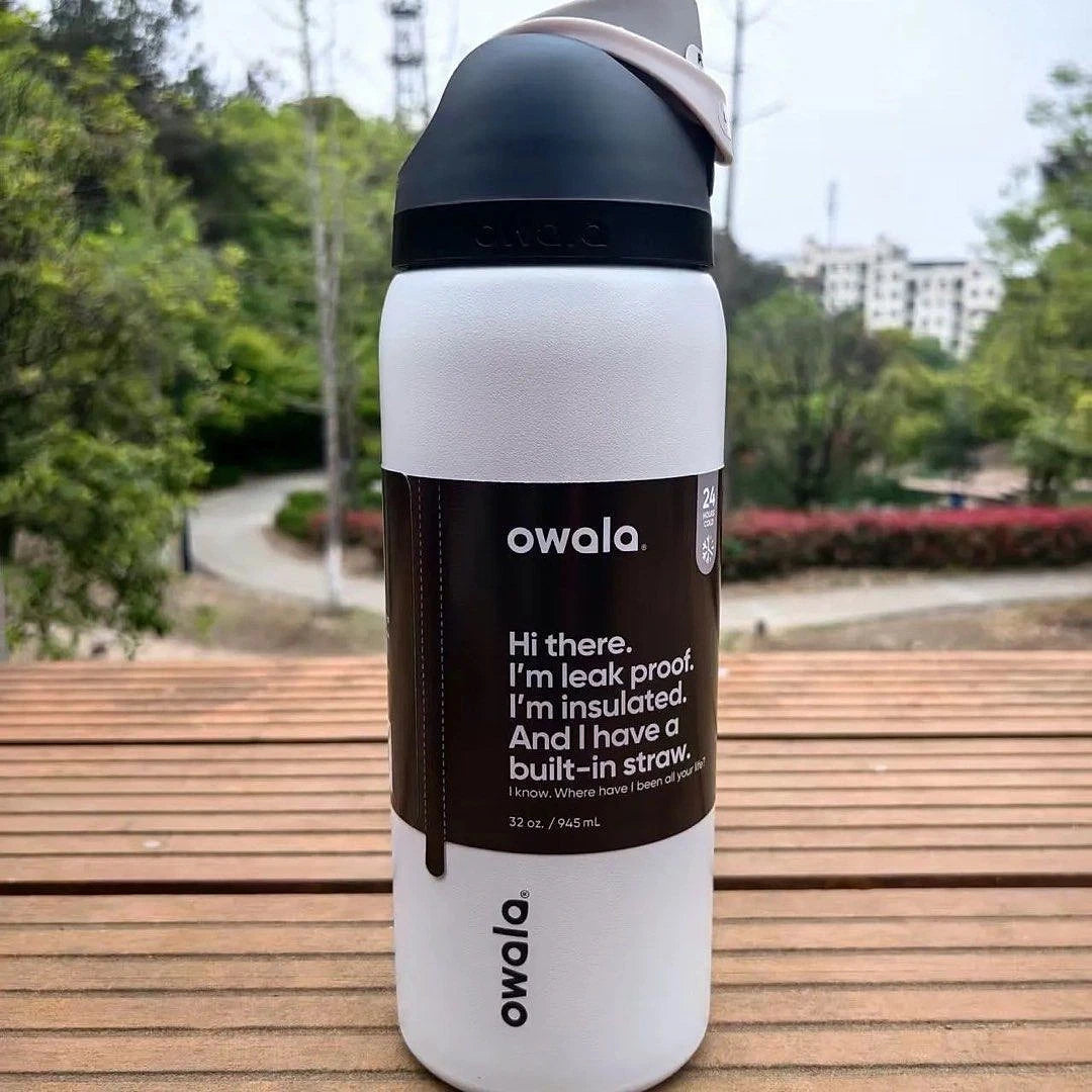 Owala 32oz FreeSip Insulated Water Bottle – Leak Proof Straw, Sport White