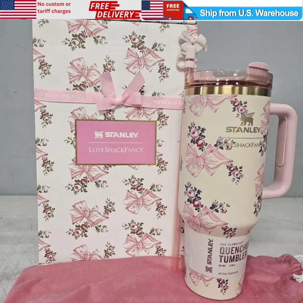 Stanley x Love Shack Fancy Quencher 40oz Tumbler - Pink Butterfly Edition - Gift Box - US