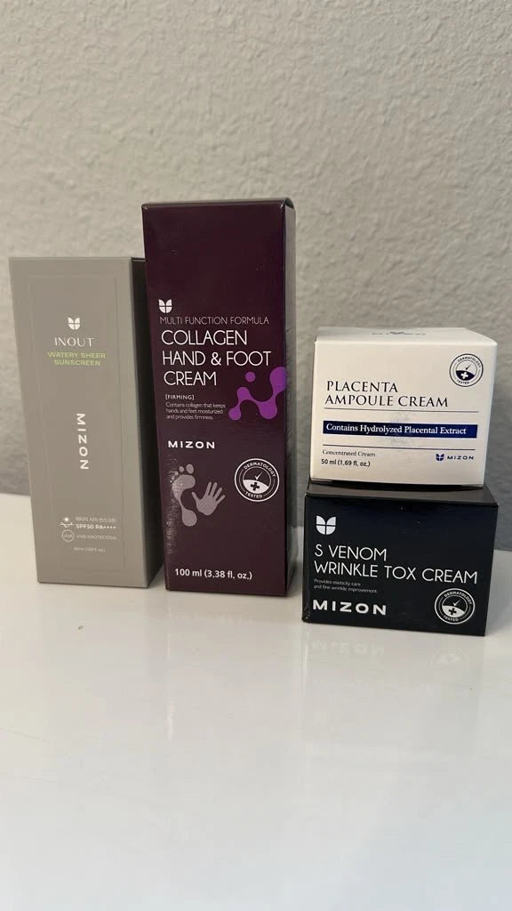 ✨ MIZON 4Pc Skincare Set | SPF50 Sunscreen, Placenta Ampoule & Wrinkle Tox Cream