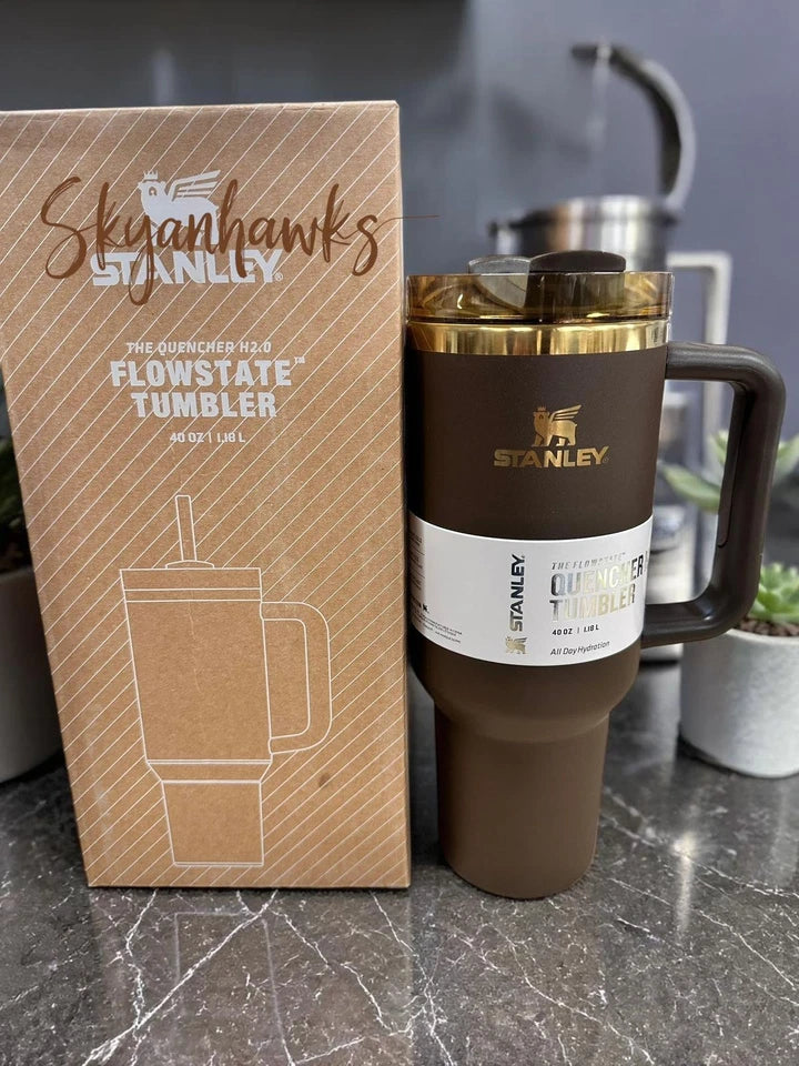 Stanley Chocolate Gold Quencher H2.0 FlowState Tumbler, 40 oz — Factory Sealed