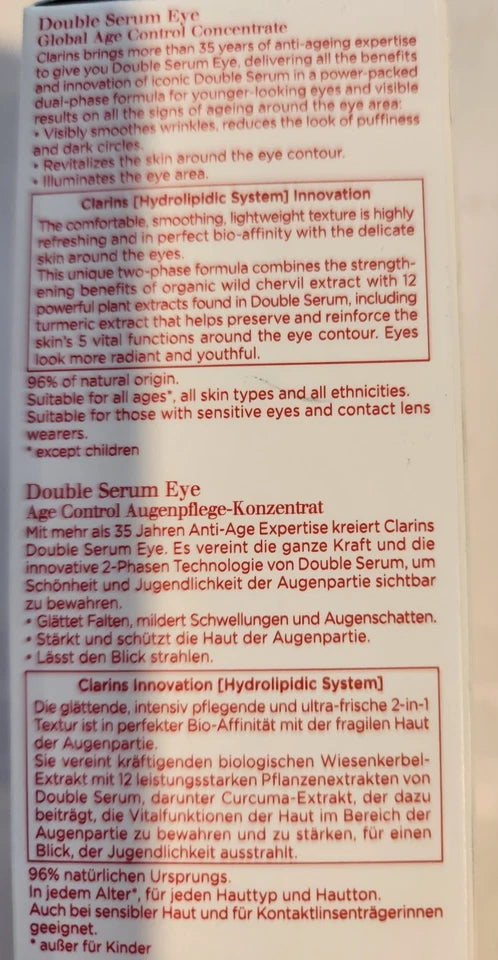 Double Serum Eye Global Age Control Concentrate - 0.6 oz - Anti-Aging Eye Care - New Sealed