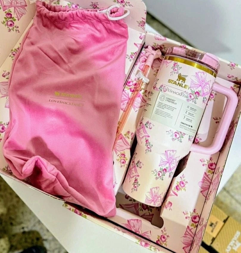 Stanley x Love Shack Fancy Quencher 40oz Tumbler - Pink Butterfly Edition - Gift Box - US