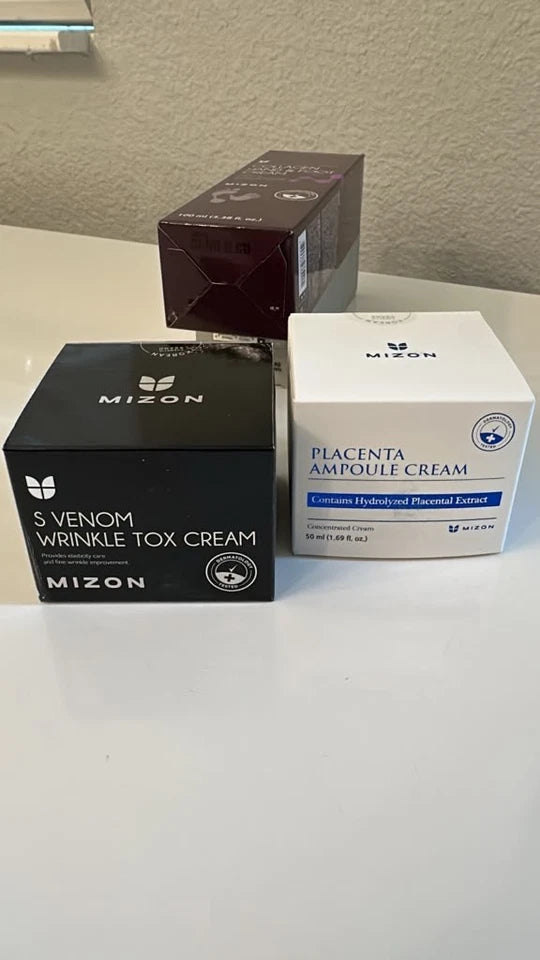✨ MIZON 4Pc Skincare Set | SPF50 Sunscreen, Placenta Ampoule & Wrinkle Tox Cream