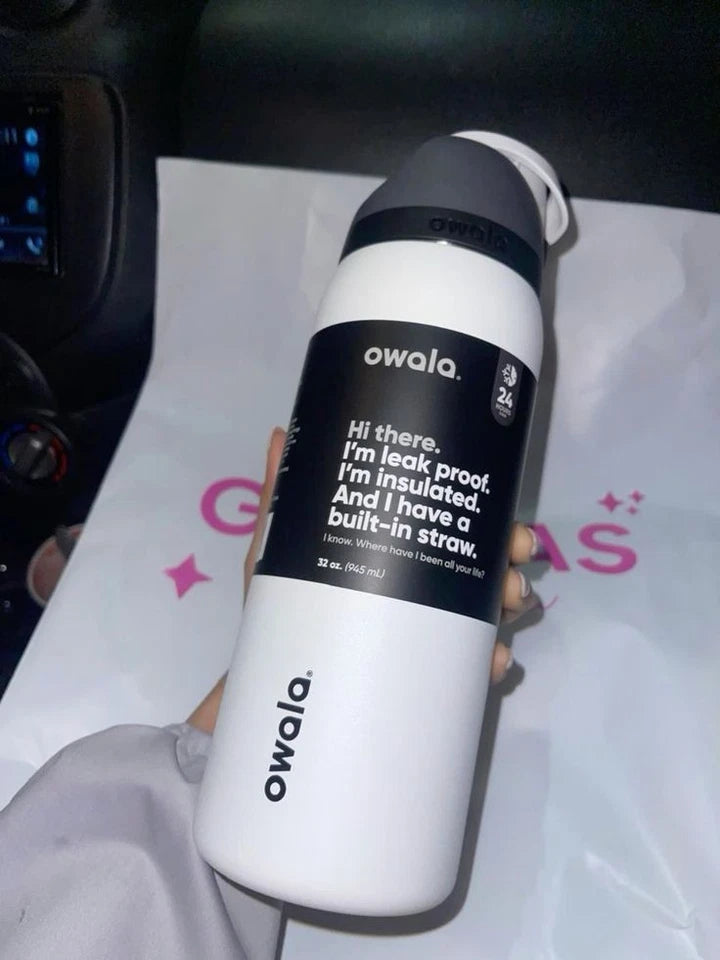 Owala 32oz FreeSip Insulated Water Bottle – Leak Proof Straw, Sport White