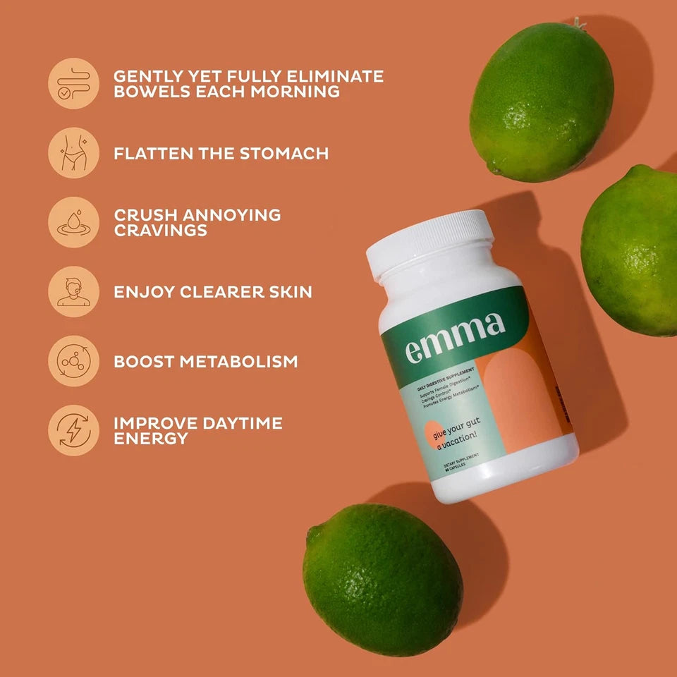 EMMA Gut Health Supplement — 60 Capsules, Energy, Digestive Support, Metabolism & Antioxidant Boost