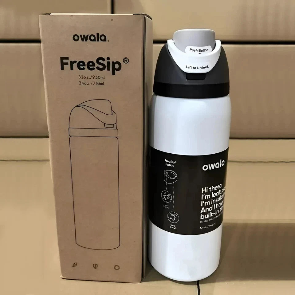 Owala 32oz FreeSip Insulated Water Bottle – Leak Proof Straw, Sport White