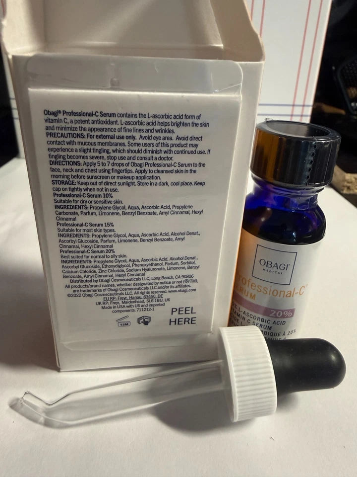 Obagi Medical Professional-C Serum 20% Vitamin C 0.42 fl oz / 12.5 mL NEW Sealed w/ Dropper