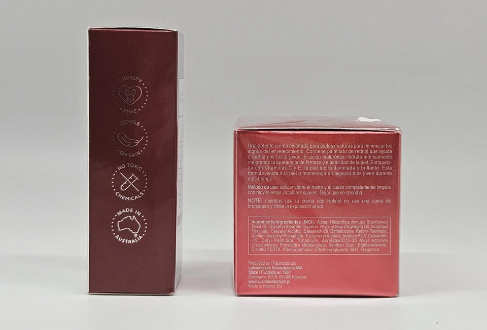 AVA Youth Activator Retinol Day & Night Cream Set (2 Pc) - with Hyaluronic Acid + Collagen Face Serum - New Sealed