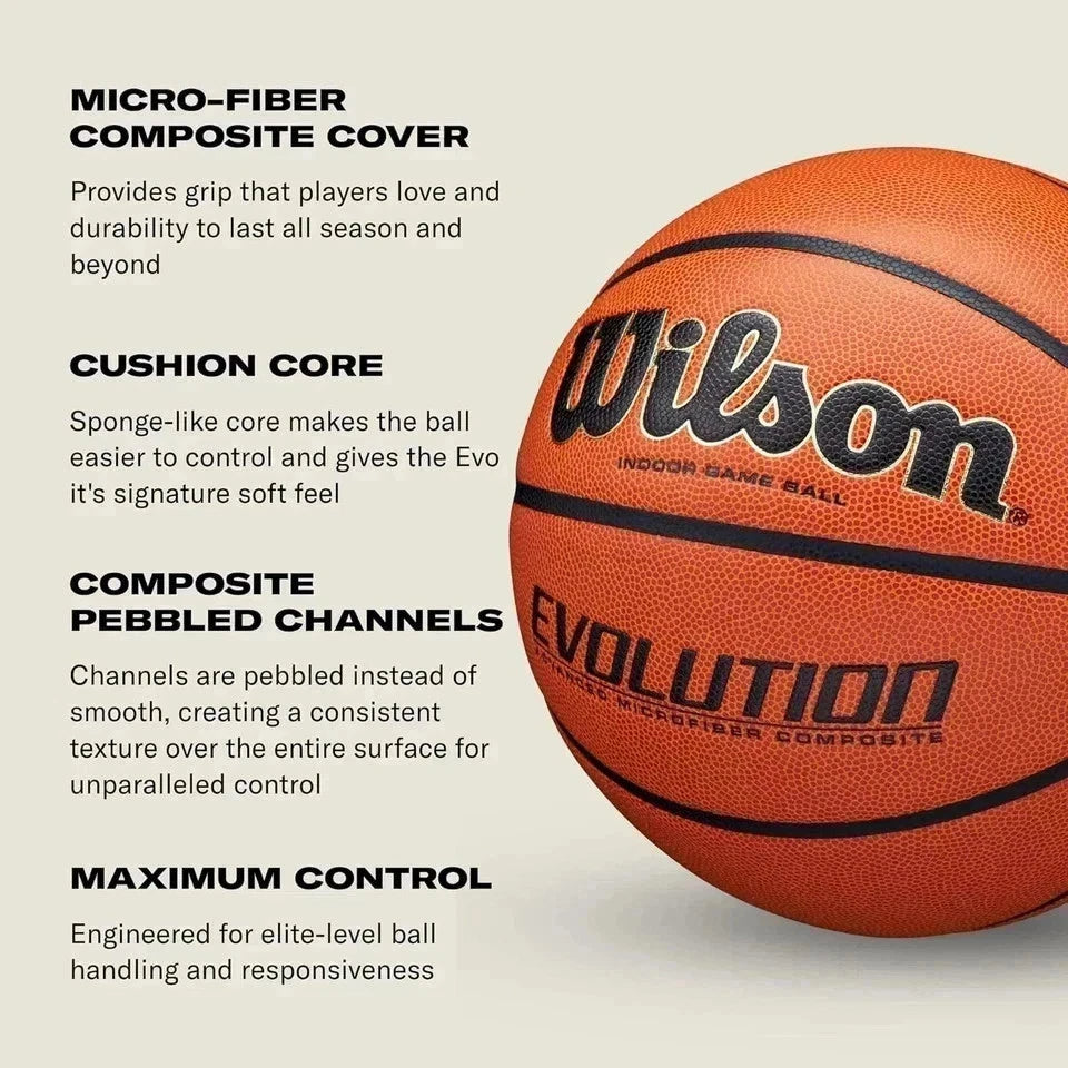 Wilson Evolution 29.5" Indoor Basketball — Pro Grip, Official Game Ball