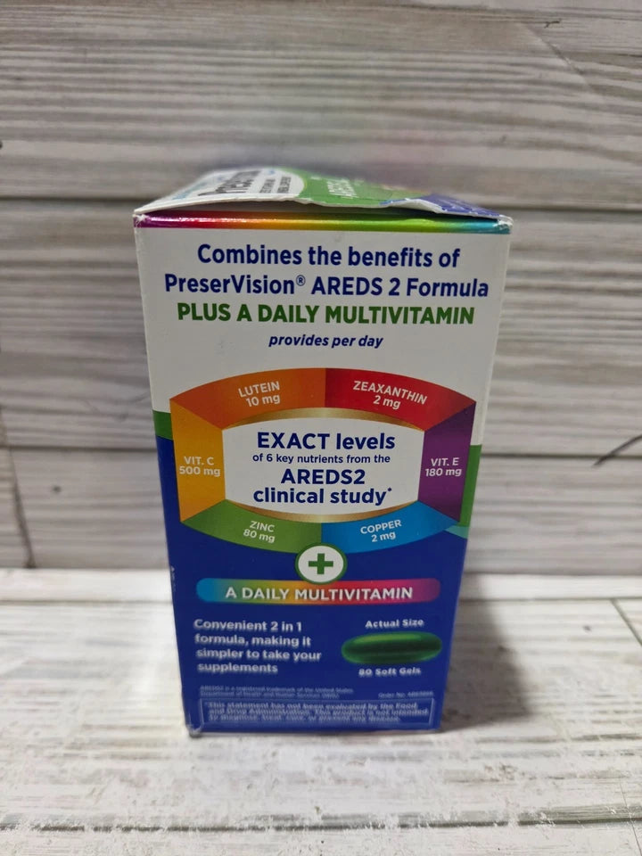 Bausch + Lomb PreserVision AREDS 2 + Multivitamin Eye Supplement 80 Soft Gels Exp 11/2026