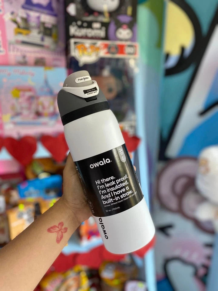 Owala 32oz FreeSip Insulated Water Bottle – Leak Proof Straw, Sport White